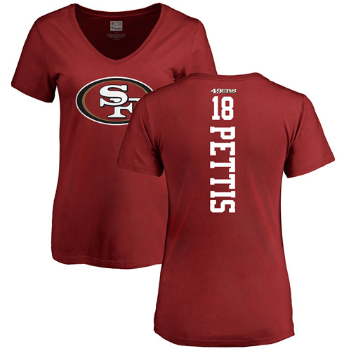San Francisco 49ers Red Women Dante Pettis Backer #18 NFL T Shirt